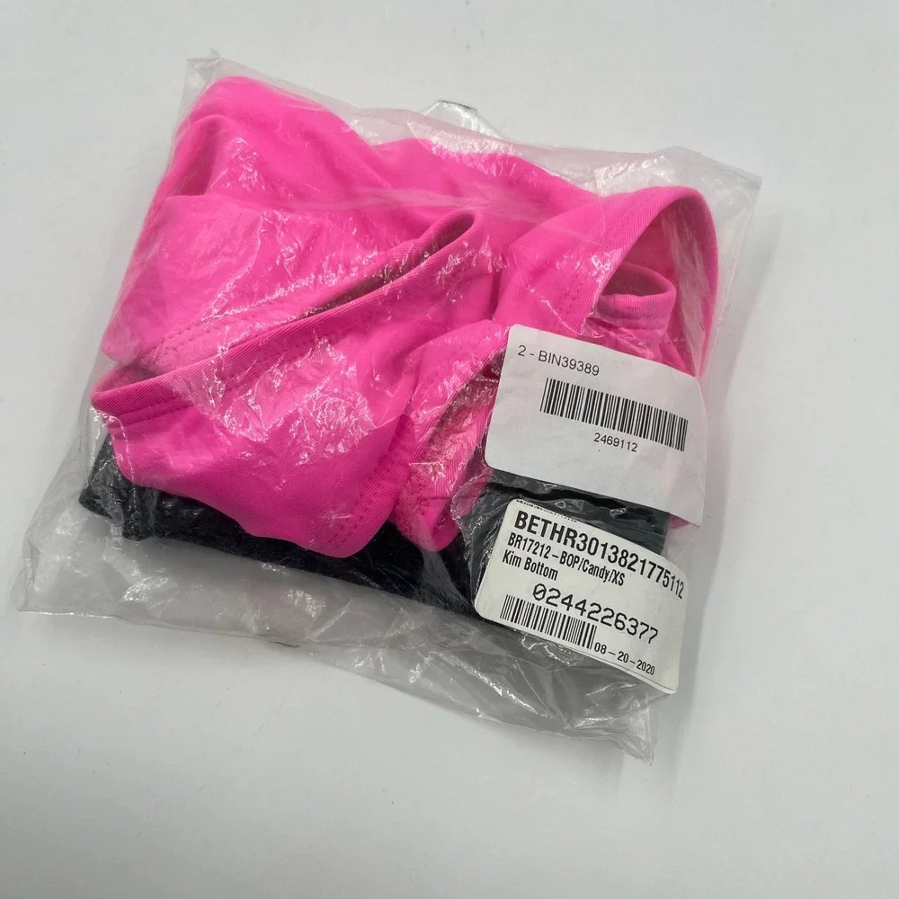 Beth Richards Kim Bottom Candy Neon‎ Pink High Waist Bikini Bottoms - Size XS